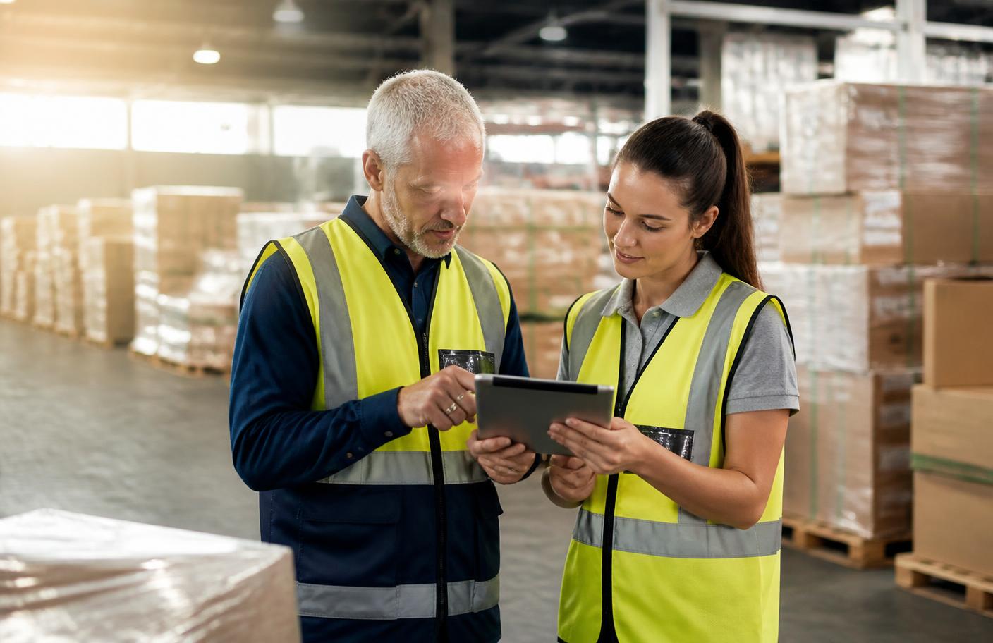 WillTree Workforce Academy mentor reviewing warehouse operations with a trainee